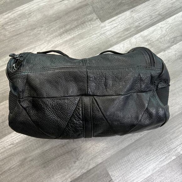 Black Leather Biker Saddle Bag with Harley Davidson Patch - Picture 5 of 10